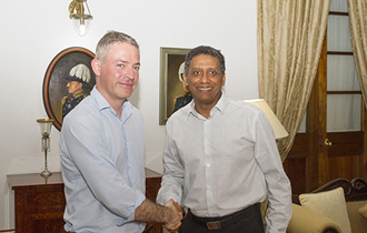 President Danny Faure received the Chief Executive Officer of Nekton and Head of Expedition, Mr Oliver Steed, at State House.