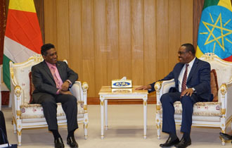 President Faure in a bilateral meeting with Ethiopian Prime Minister, Mr Haile Mariam Desalegn in the margin of the attend the 28th Ordinary Summit of the Africa Union.