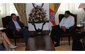 President Danny Faure received the Director General of Maritime Affairs and Fisheries for the European Commission, Mr Joao Aguiar Machado, at State House.