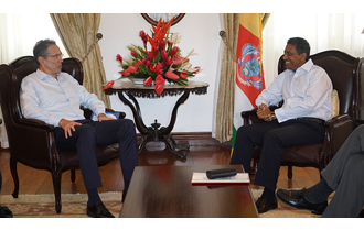 Outgoing Swedish Ambassador to Seychelles pays farewell visit on President Faure at State House