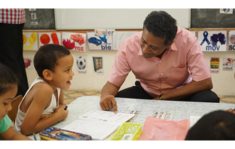 President Faure visited the day-care centre, crèche, primary school and secondary school in the Beau Vallon district .