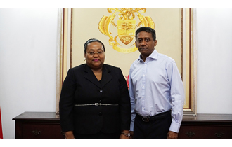 The new High Commissioner of the United Republic of Tanzania to the Republic of Seychelles, H.E Dr Pindi Chana, presented her credentials to President Danny Faure at State House.