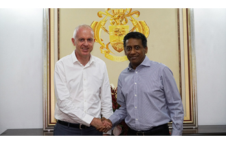 H.E. Ambassador Paul Sherlock presented his credentials to President Danny Faure during an accreditation ceremony held at State House.