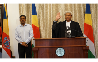 Mr Frank Donald Robert Ally was sworn in as Attorney General in the presence of the President of the Republic, President Danny Faure, during a swearing-in ceremony held at State House.