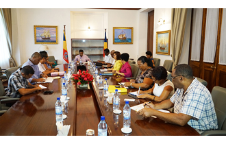 President Danny Faure chaired a meeting with all the representatives from ministries, departments, and agencies that have been part of his delegation during his weekly district visits at State House.