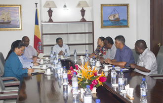 President Danny Faure chaired a meeting to assess the situation in the aftermath of the fire which occurred at the SPTC Depot.