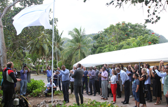 President Danny Faure was the guest of honour at Seychelles' first White Flag Certification award ceremony held at the Beau Vallon Promenade.