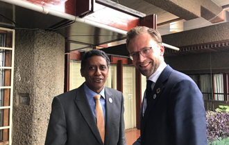 Nairobi, Kenya: President Danny Faure met with the Minister of International Development of Norway, Mr Nikolai Astrup, in the margins of the Global Conference on Sustainable Blue Economy.