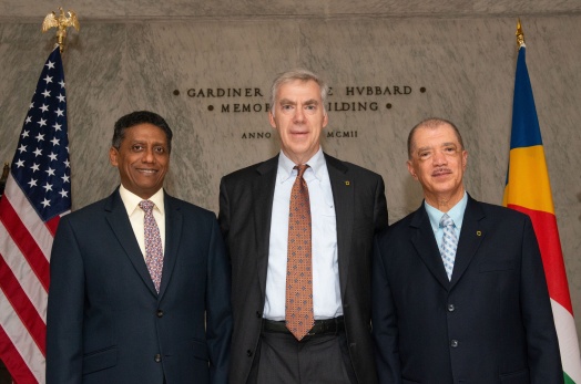 National Geographic society hosts President Faure and former President James Michel National Geographic society hosts President Faure and former President James Michel