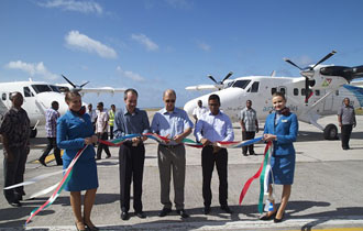 President James Michel welcomes Air Seychelles' two new Twin Otters