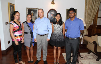 Fly high the Seychelles flag- President Michel meets Best A Level Students