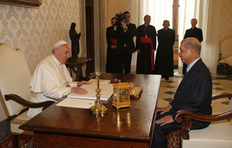 Au Vatican Le Président Michel souligné l’importance de la paix et l’unité pour développement des Seychelles