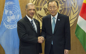 President Michel engages with UN Secretary-General Ban Ki-moon in margins of UNGA