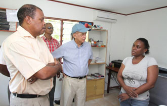President Michel visits businesses at Port Glaud and Grand Anse