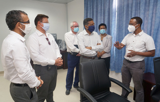 President Faure visits the Seychelles Public Health Laboratory