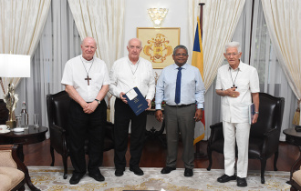 President Ramkalawan receives newly installed Roman Catholic Bishop
