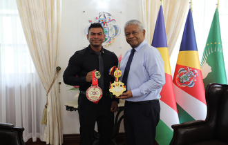 President Ramkalawan Welcomes European Bodybuilding Champion Wallace Dorasamy