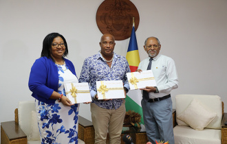 Frederick Ladouceur Desperville presented a copy of his book “Push the Limit” to Vice President Ahmed Afif.